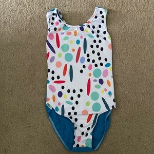 Destria Polka Dot Racerback Gymnastics Leotard